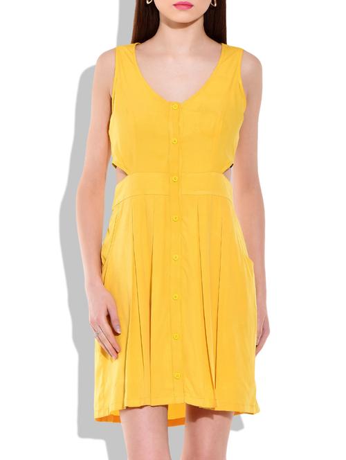 yellow color sleeveless dress - 9948482 - Very Small Image - 1
