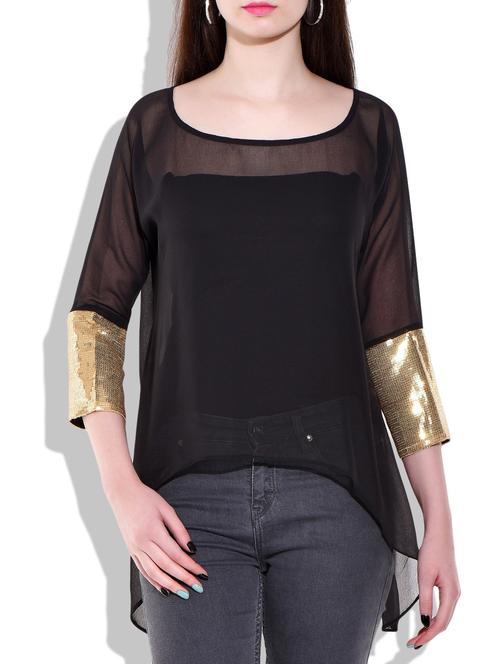 black with golden cuff top - 9948502 - Very Small Image - 1