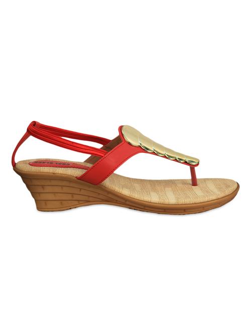 red colored, leatherette sandals - 9951895 - Very Small Image - 1