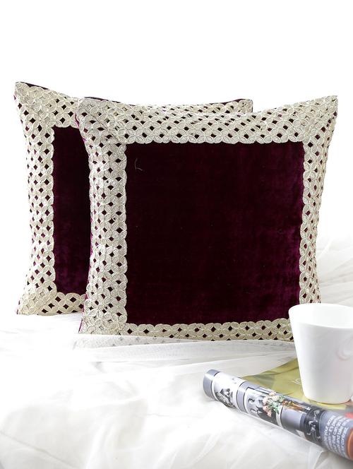 dekor world royal zari work cushion cover(pack of 2) - 9959440 - Very Small Image - 1