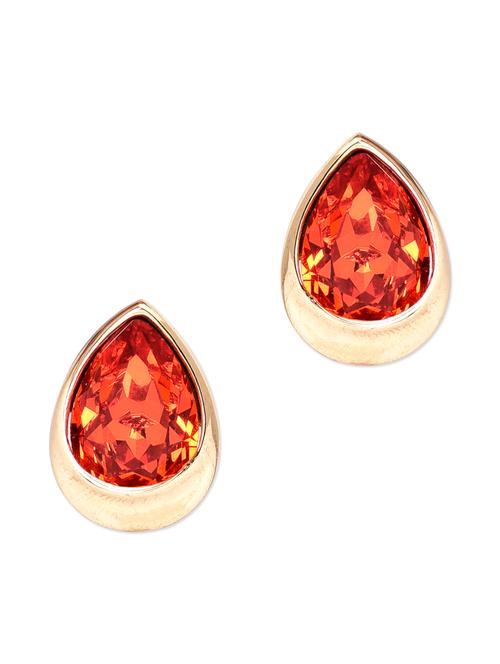 red stone studded tear drop studs - 9961544 - Very Small Image - 1