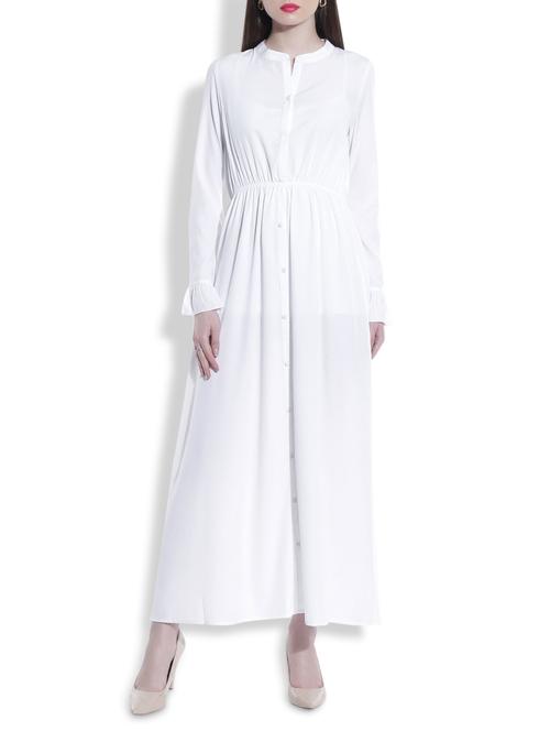white poly crepe maxi dress - 9961596 - Very Small Image - 1
