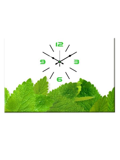 white and green leaf-patterned wall clock - 996243 - Very Small Image - 1