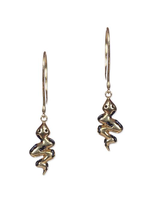 gold plated snake drop earrings - 9963729 - Very Small Image - 1