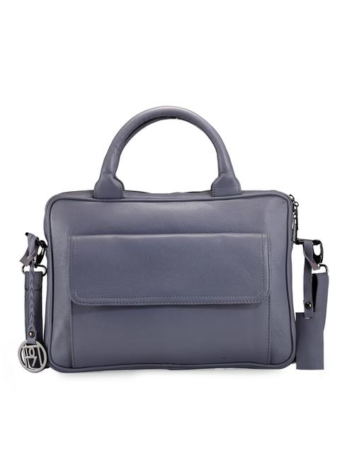 grey pure leather laptop bag - 9963751 - Very Small Image - 1