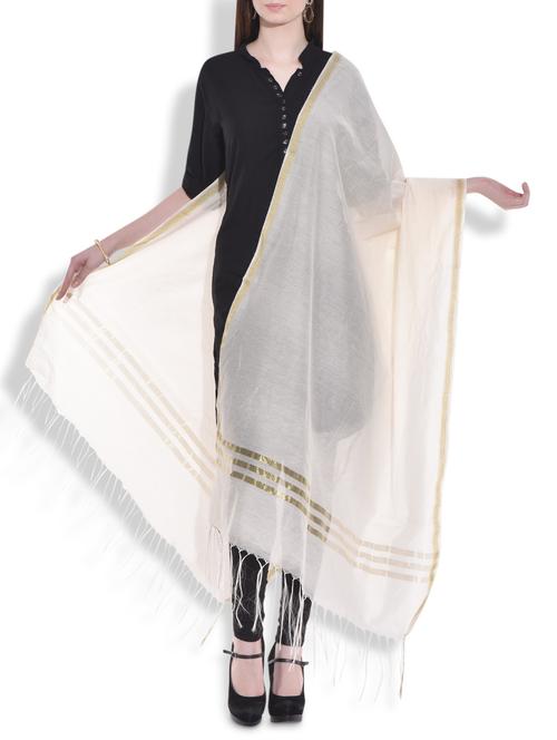 white cotton silk dupatta - 9966063 - Very Small Image - 1