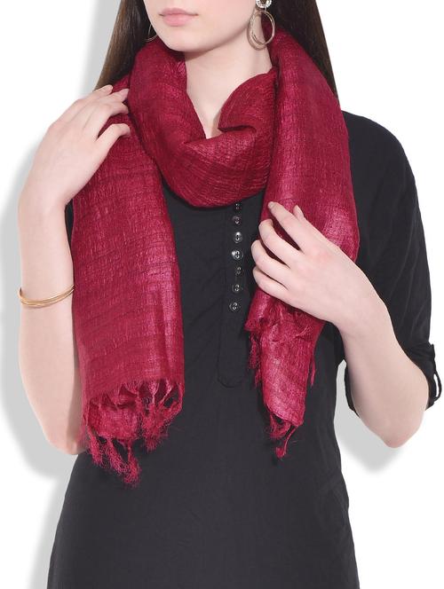 wine handloom silk stole - 9966065 - Very Small Image - 1