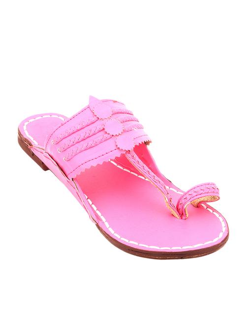 pink leather kolhapuris - 9969364 - Very Small Image - 1
