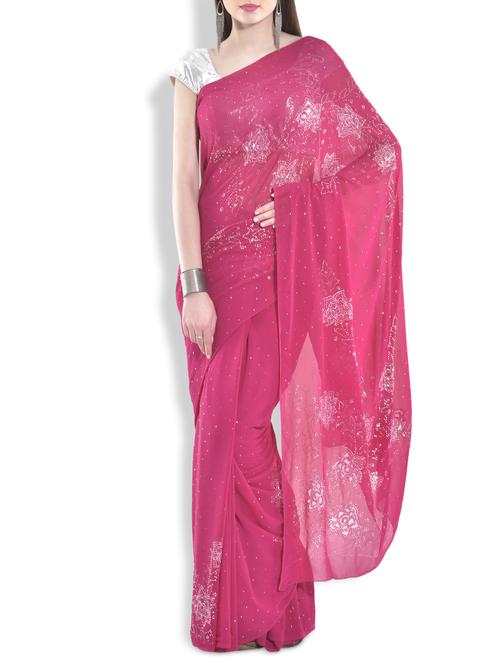 pink embellished pure georgette saree - 9970530 - Very Small Image - 1