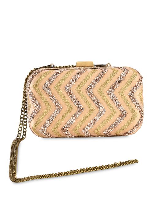 gold chevron glitter embellished net box clutch - 9973085 - Very Small Image - 1