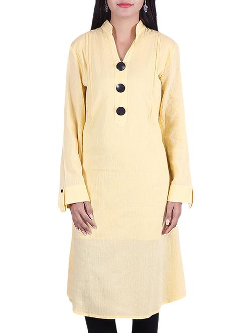 yellow chiffon long kurta - 9973693 - Very Small Image - 1