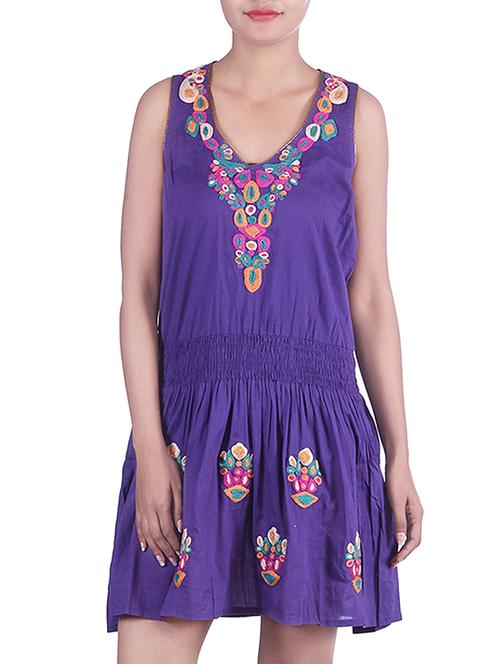 purple embroidered cotton tunic - 9973720 - Very Small Image - 1
