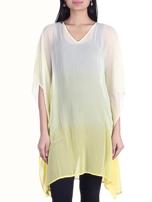 yellow georgette kaftan - 9973733 - Very Small Image - 1