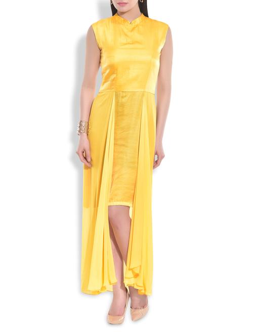 solid yellow draped maxi dress - 9975266 - Very Small Image - 1