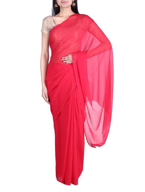 red chiffon saree - 9976488 - Very Small Image - 1
