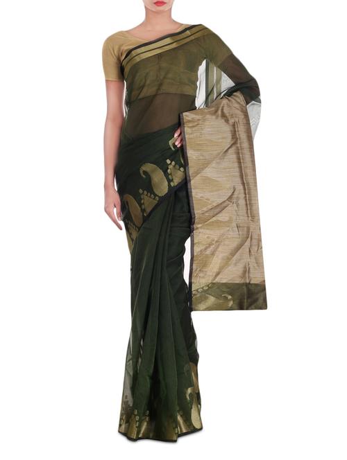 mehandi supernet saree - 9977763 - Very Small Image - 1