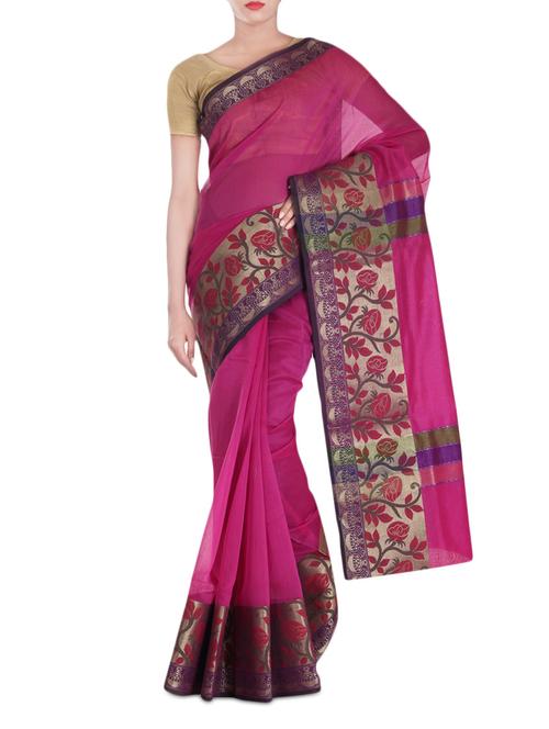 magenta net saree - 9977802 - Very Small Image - 1