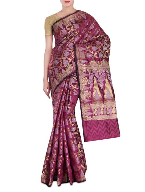 magenta faux cotton saree - 9977805 - Very Small Image - 1