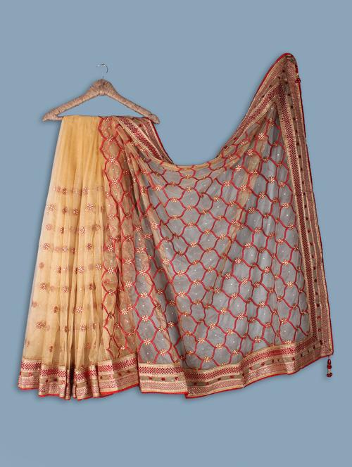 beige net saree - 997782 - Very Small Image - 1