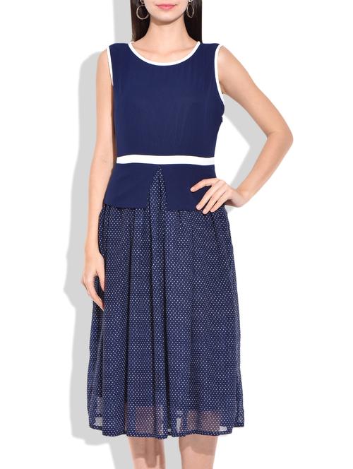 navy blue georgette dress - 9979053 - Very Small Image - 1