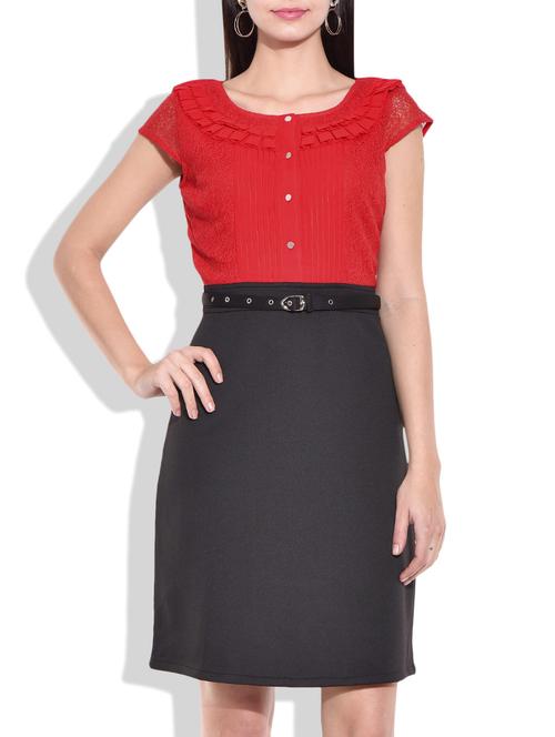 red and black short sleeved dress - 9979055 - Very Small Image - 1