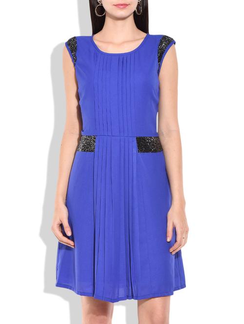 blue poly georgette dress - 9979060 - Very Small Image - 1