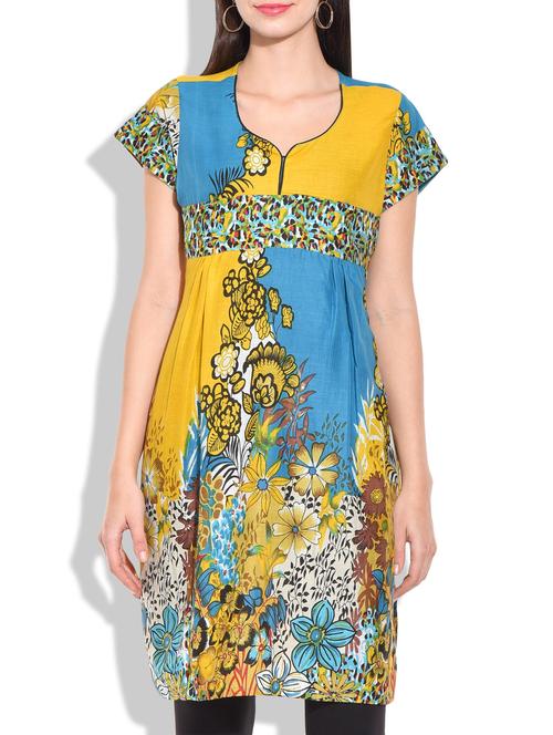 multi colored cotton straight kurta - 9983192 - Very Small Image - 1