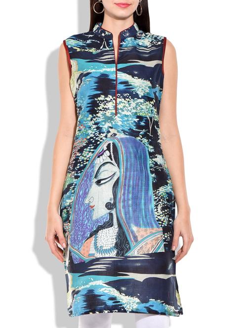 multi colored cotton straight kurta - 9983193 - Very Small Image - 1