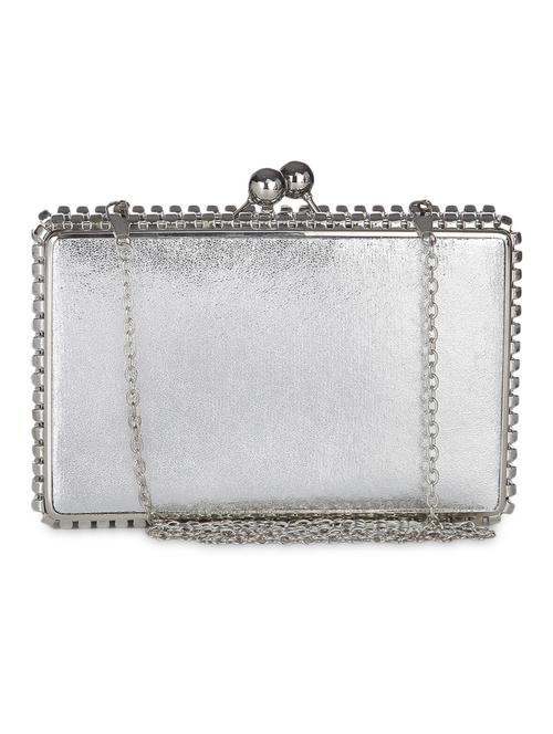 silver leatherette clutch - 9984716 - Very Small Image - 1