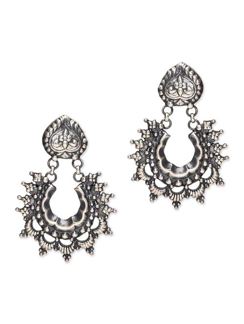 oxidized sterling silver embossed earrings - 9990255 - Very Small Image - 1