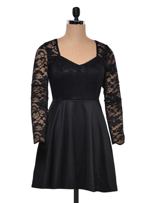 floral laced detail flared dress - 999133 - Very Small Image - 1