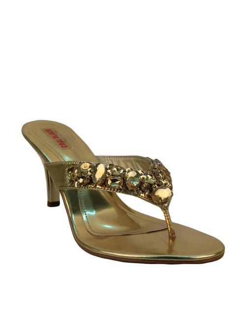 gold leather heel sandal - 9991446 - Very Small Image - 1