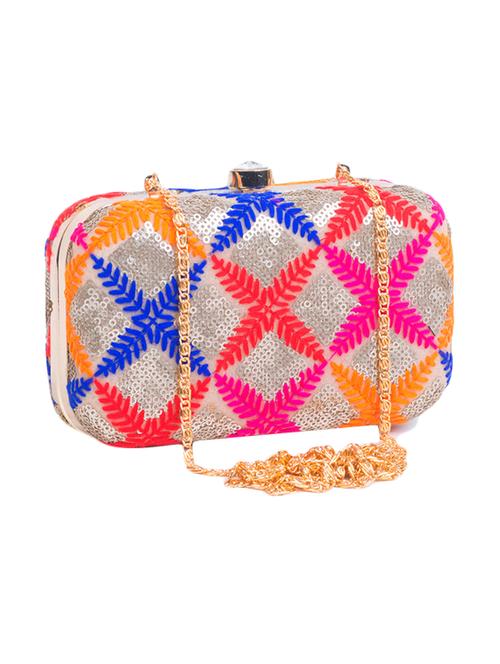 golden multi silk clutch - 9993685 - Very Small Image - 1