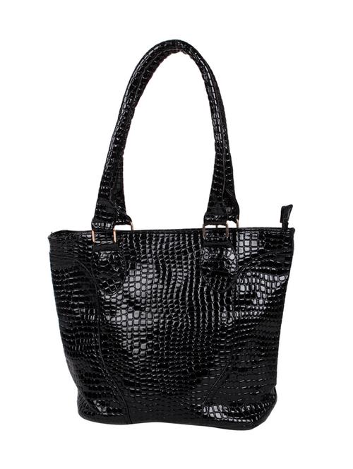 black colored, leatherette handbag - 10007639 - Very Small Image - 1
