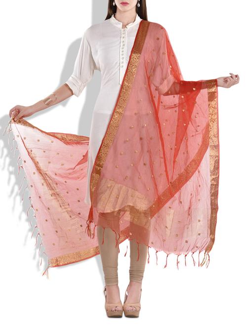 red organza dupatta - 10015048 - Very Small Image - 1