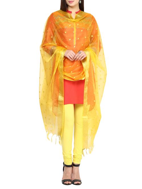 yellow chanderi dupatta - 10015049 - Very Small Image - 1