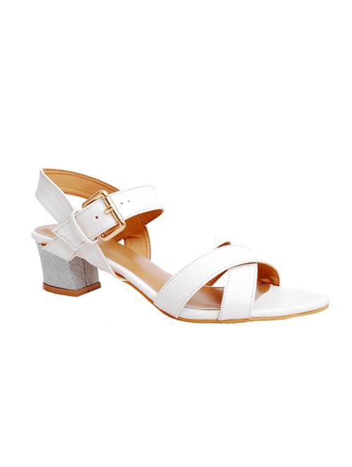 white leatherette ankle strap sandals - 10016524 - Very Small Image - 1
