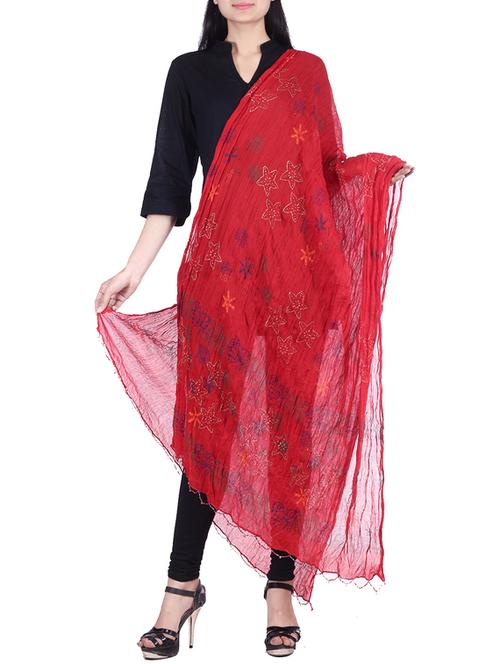 red cotton dupatta - 10036860 - Very Small Image - 1