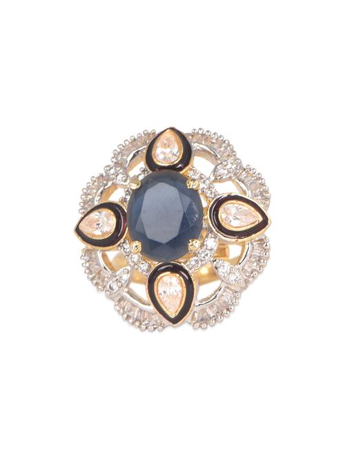 american diamond with kundan ring - 1004134 - Very Small Image - 1