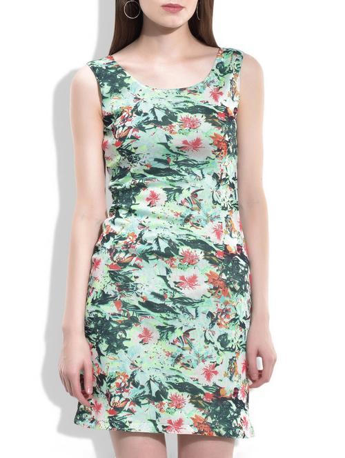 round neck floral a line dress - 10060230 - Very Small Image - 1