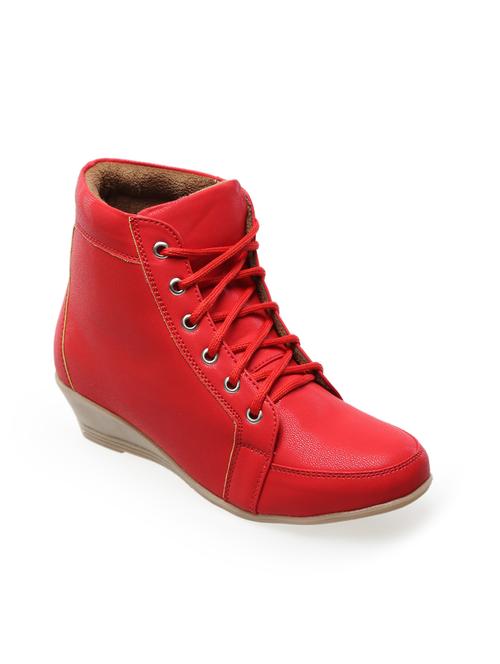 red nubuck leather boots - 10063018 - Very Small Image - 1