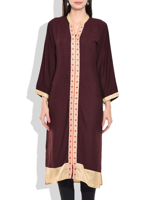 brown cotton kurta - 10072983 - Very Small Image - 1