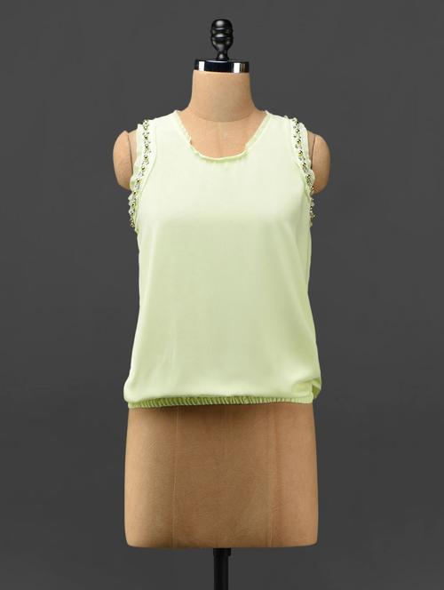 pastel yellow embellished georgette top - 1008426 - Very Small Image - 1