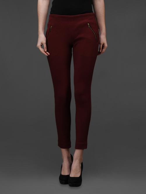 wine cotton knitted  jegging - 1008687 - Very Small Image - 1