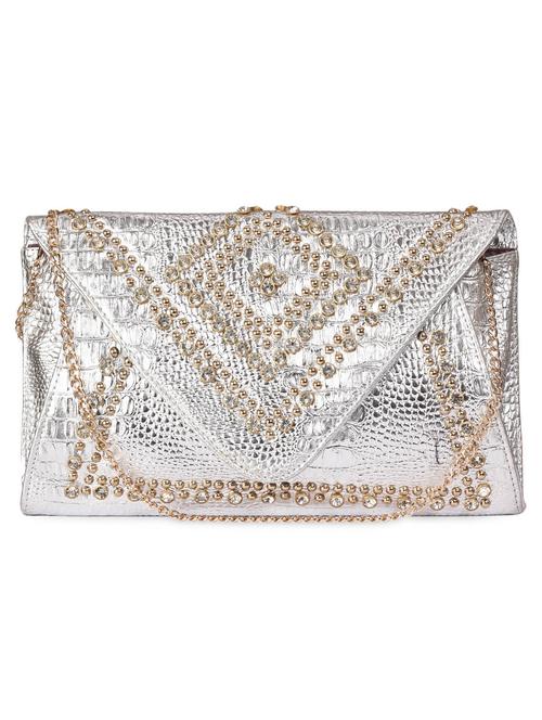 silver leatherette clutch - 1008860 - Very Small Image - 1