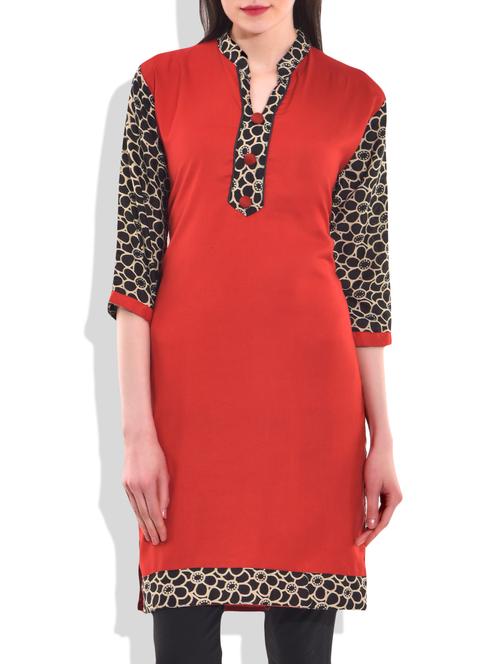 red color rayon kurta - 10100119 - Very Small Image - 1