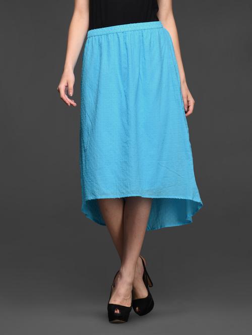  Blue asymmetrical Cotton Skirt - 1010697 - Very Small Image - 1