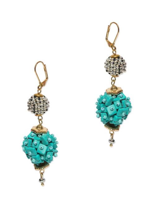 turquoise fireball hanging earrings - 10130349 - Very Small Image - 1