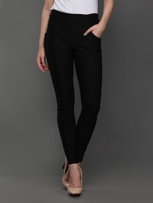 pleated buttoned cotton jeggings - 1015588 - Very Small Image - 1