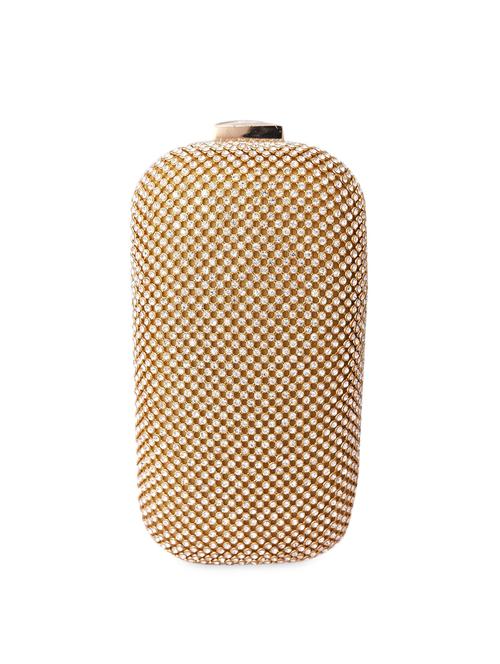 crystal embellished gold zari minaudiere clutch - 1016870 - Very Small Image - 1